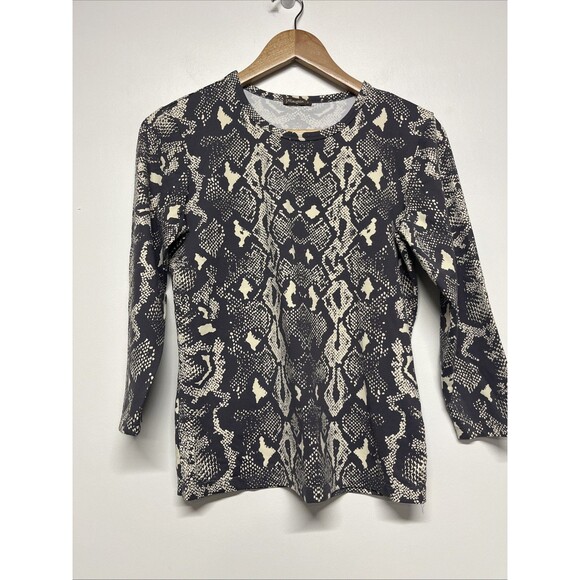 J McLaughlin Too WS 3/4 Sleeve Catalina Cloth Gray Beige‎ Snake Animal Print - Picture 1 of 6